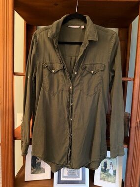 Athleta Olive Green Utility Shirt Jacket